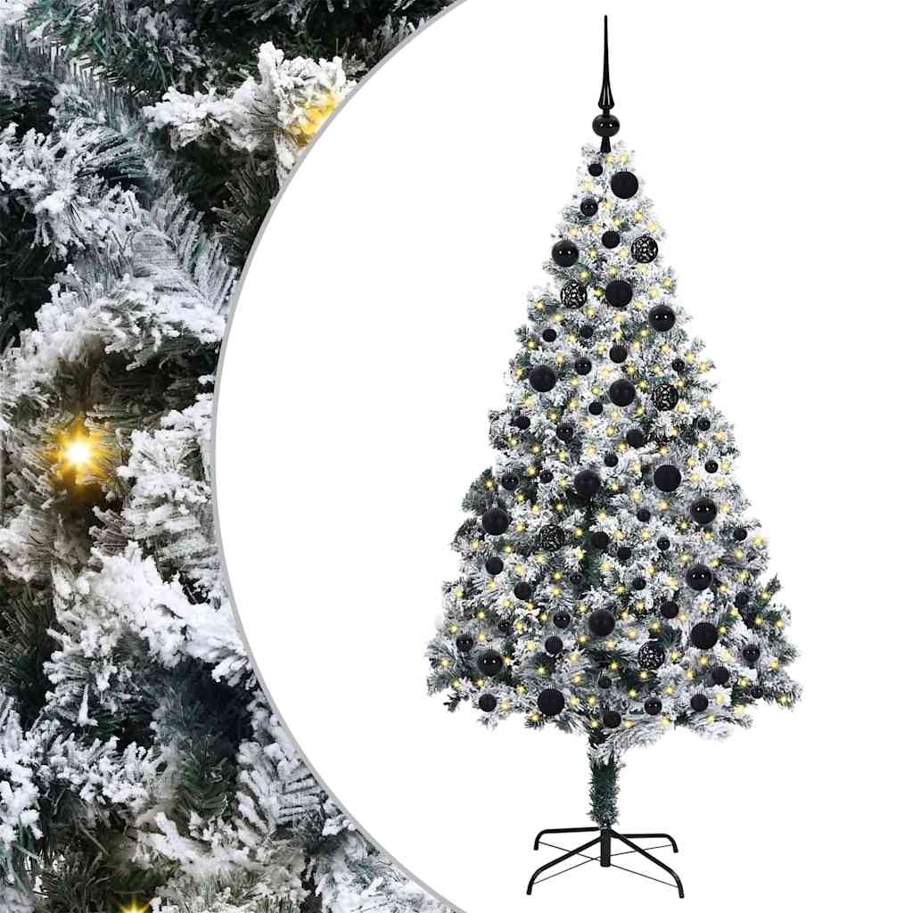 Kunstkerstboom met 300 LED Wit 180 cm PVC en Staal en Kunststof