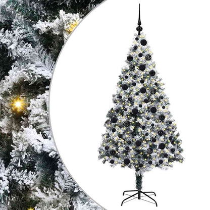 Kunstkerstboom met 300 LED Wit 180 cm PVC en Staal en Kunststof