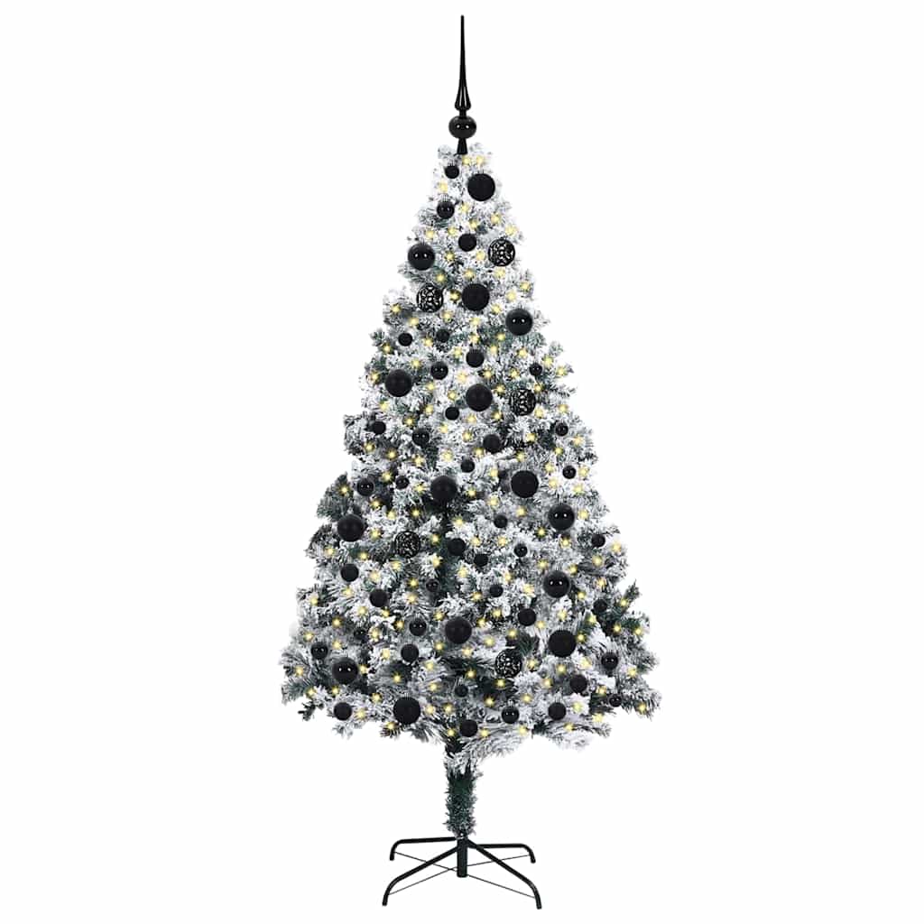 Kunstkerstboom met 300 LED Wit 180 cm PVC en Staal en Kunststof