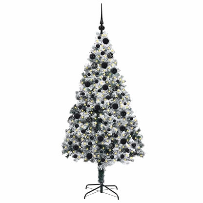 Kunstkerstboom met 300 LED Wit 180 cm PVC en Staal en Kunststof