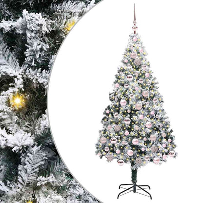 Kunstkerstboom met 300 LED Wit 180 cm PVC en Staal en Kunststof