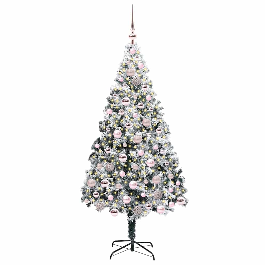 Kunstkerstboom met 300 LED Wit 180 cm PVC en Staal en Kunststof