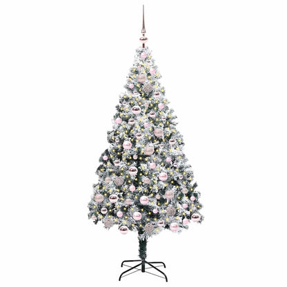 Kunstkerstboom met 300 LED Wit 180 cm PVC en Staal en Kunststof