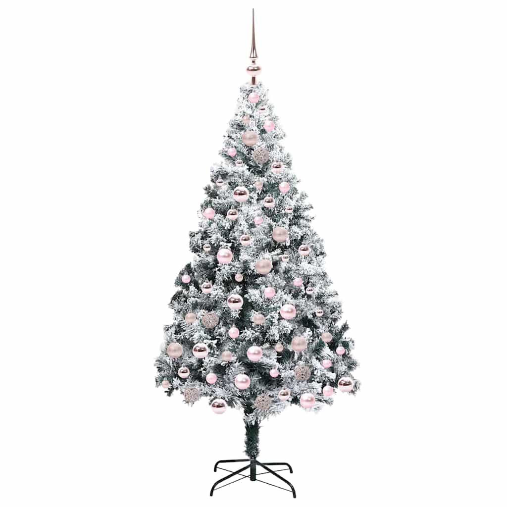 Kunstkerstboom met 300 LED Wit 180 cm PVC en Staal en Kunststof
