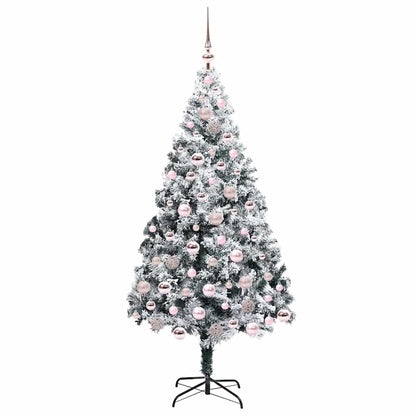 Kunstkerstboom met 300 LED Wit 180 cm PVC en Staal en Kunststof