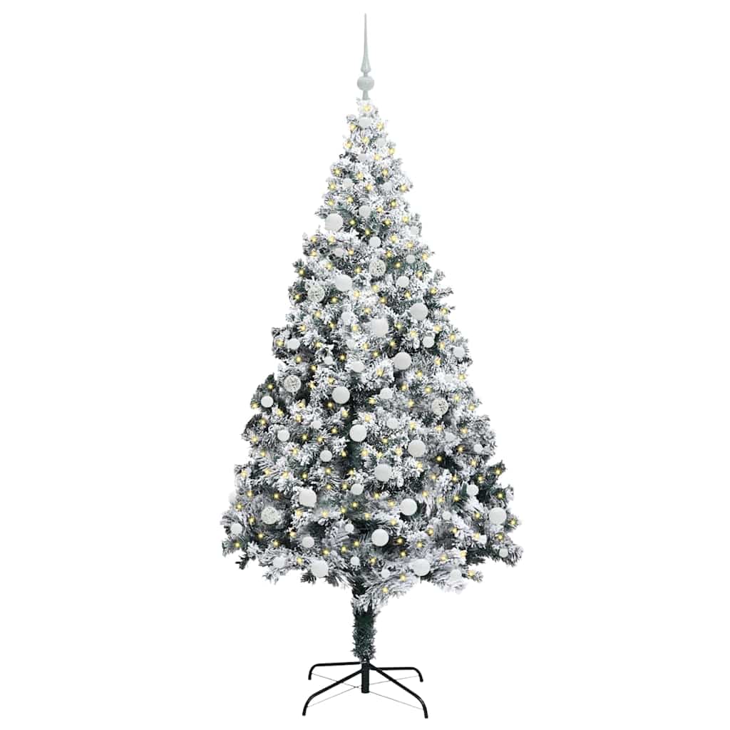 Kunstkerstboom met 300 LED Wit 180 cm PVC en Staal en Kunststof