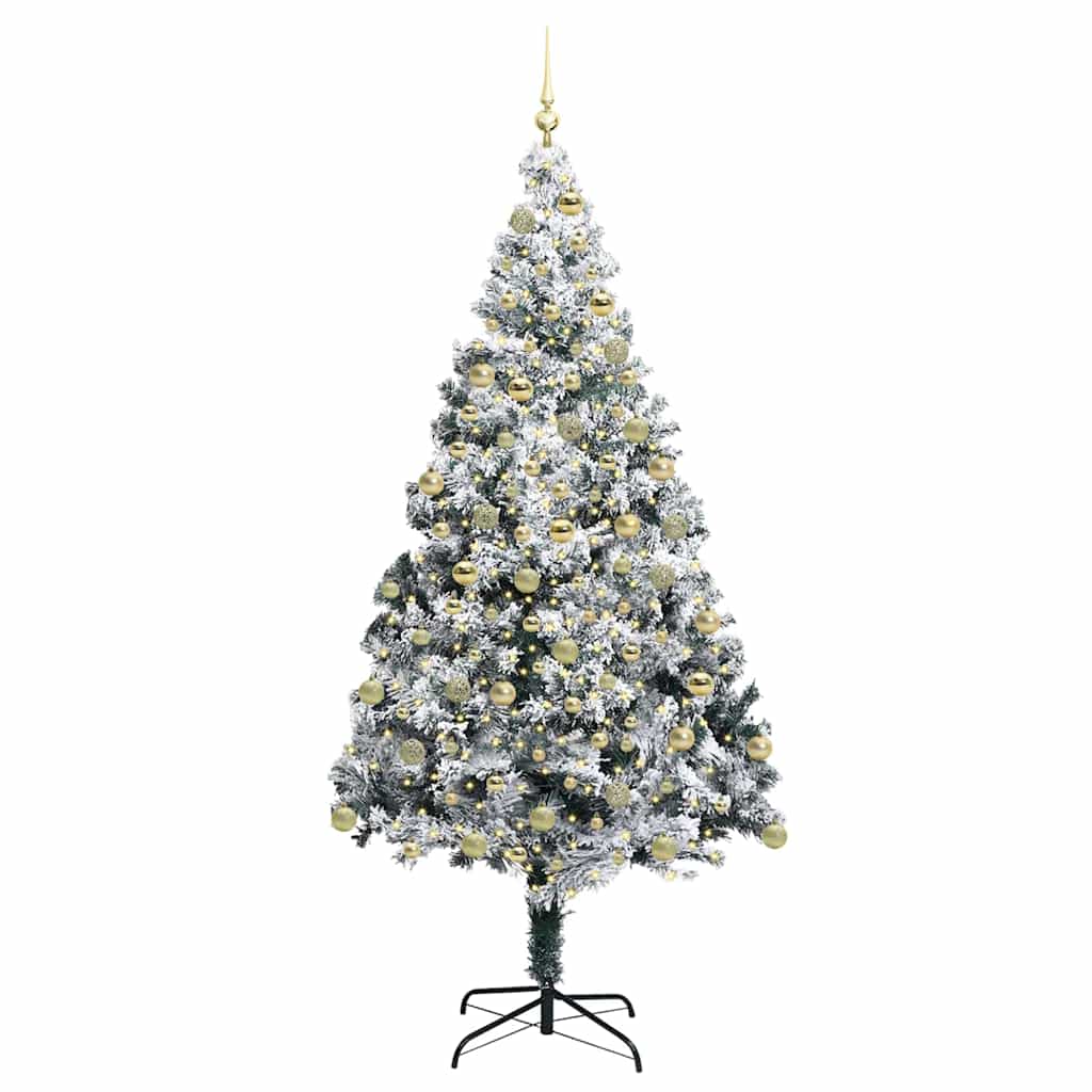 Kunstkerstboom met 300 LED Wit 180 cm PVC en Staal en Kunststof