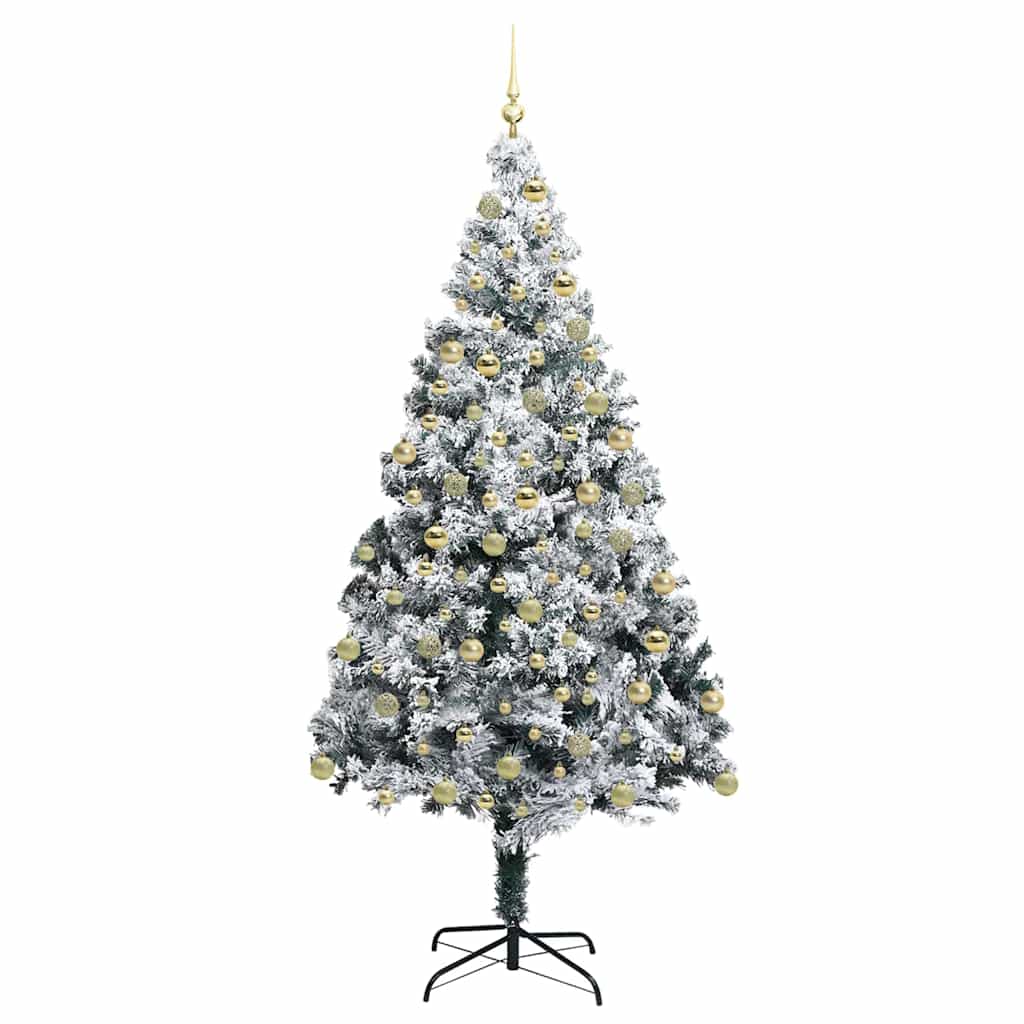 Kunstkerstboom met 300 LED Wit 180 cm PVC en Staal en Kunststof