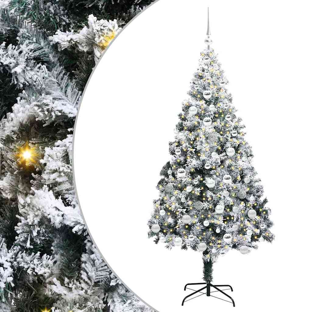 Kunstkerstboom met 300 LED Wit 180 cm PVC en Staal en Kunststof