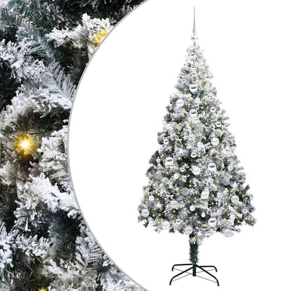 Kunstkerstboom met 300 LED Wit 180 cm PVC en Staal en Kunststof
