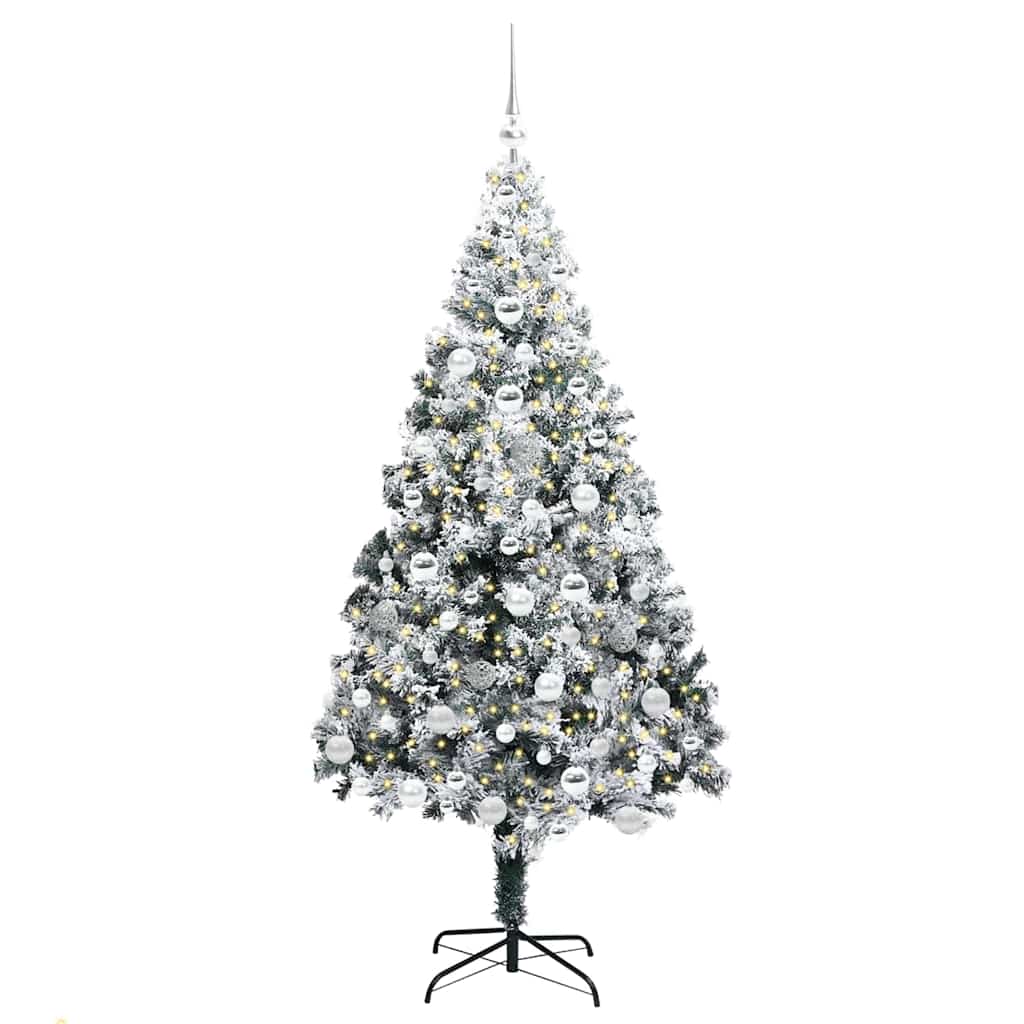Kunstkerstboom met 300 LED Wit 180 cm PVC en Staal en Kunststof