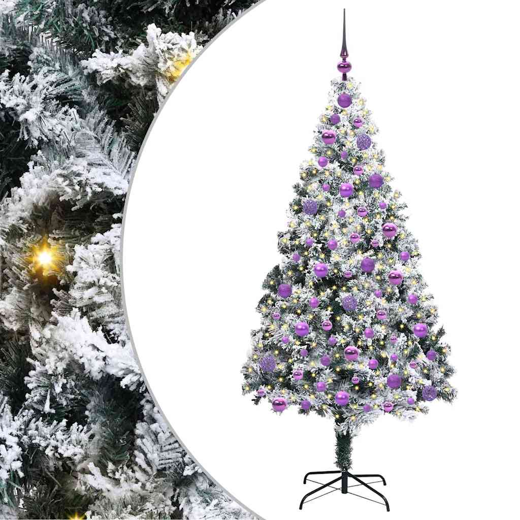 Kunstkerstboom met 300 LED Wit 180 cm PVC en Staal en Kunststof