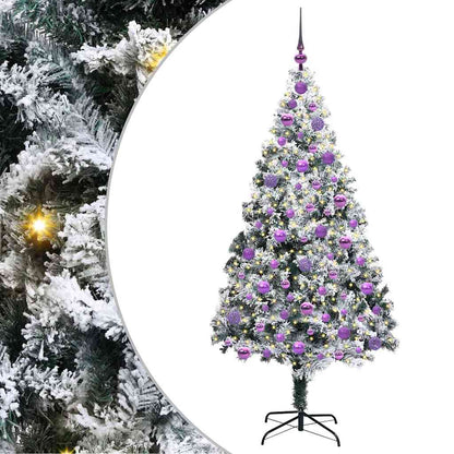 Kunstkerstboom met 300 LED Wit 180 cm PVC en Staal en Kunststof
