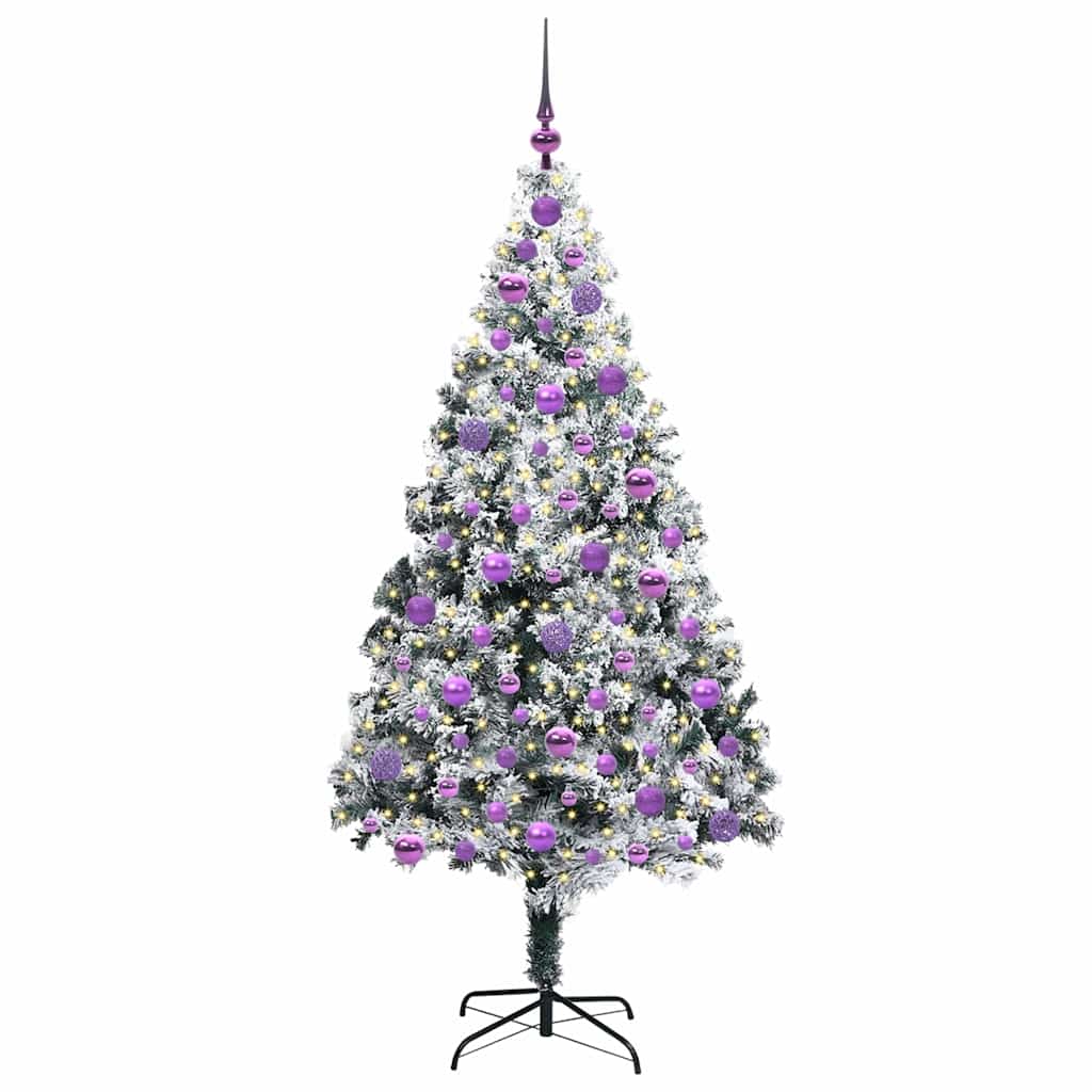 Kunstkerstboom met 300 LED Wit 180 cm PVC en Staal en Kunststof