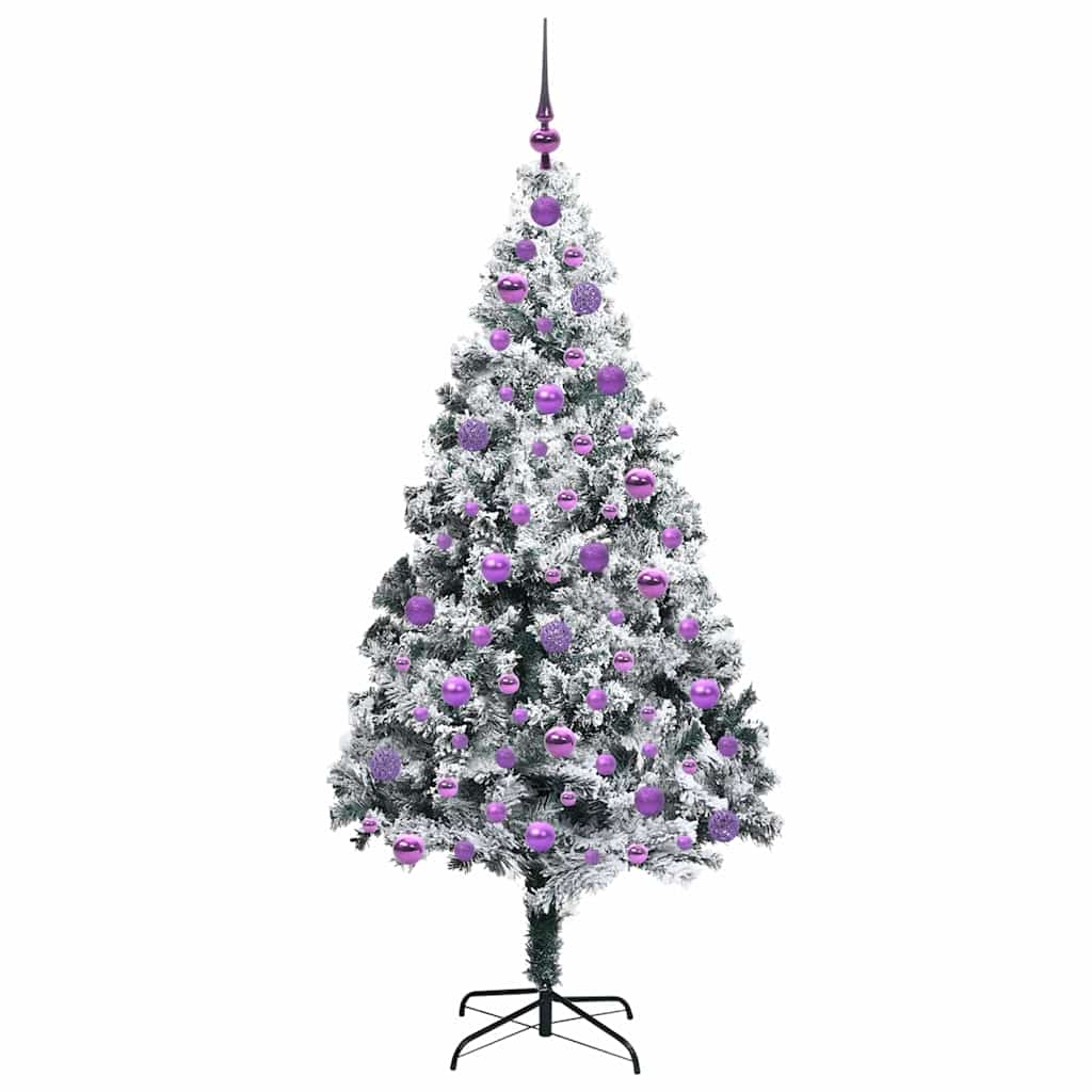 Kunstkerstboom met 300 LED Wit 180 cm PVC en Staal en Kunststof