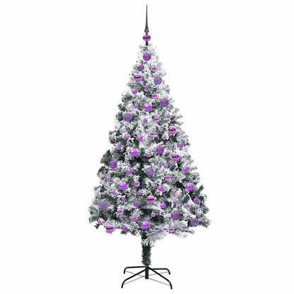 Kunstkerstboom met 300 LED Wit 180 cm PVC en Staal en Kunststof