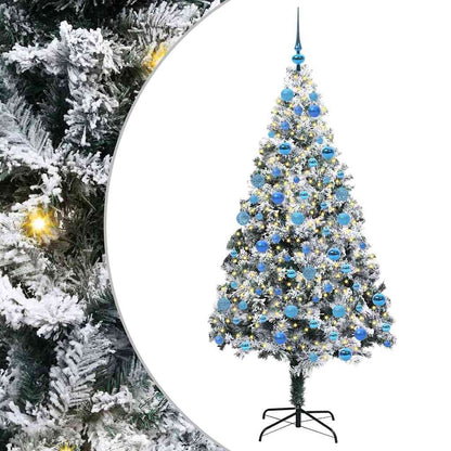 Kunstkerstboom met 300 LED Wit 180 cm PVC en Staal en Kunststof