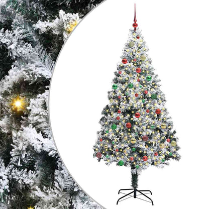 Kunstkerstboom met 300 LED Wit 180 cm PVC en Staal en Kunststof