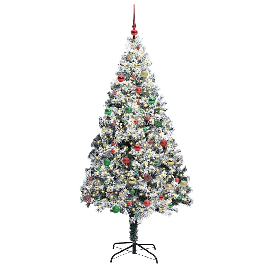 Kunstkerstboom met 300 LED Wit 180 cm PVC en Staal en Kunststof