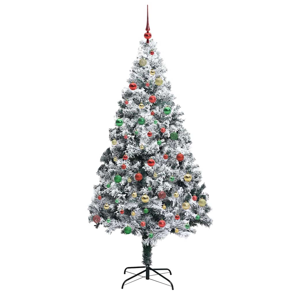 Kunstkerstboom met 300 LED Wit 180 cm PVC en Staal en Kunststof