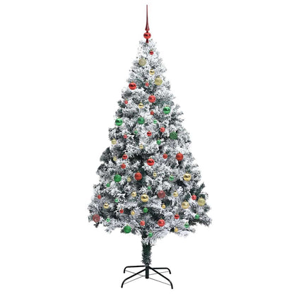 Kunstkerstboom met 300 LED Wit 180 cm PVC en Staal en Kunststof