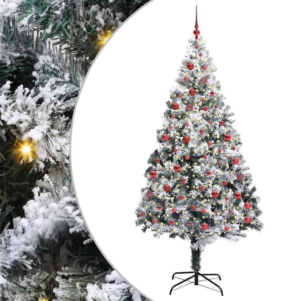 Kunstkerstboom met 300 LED Wit 210 cm PVC en Staal en Kunststof