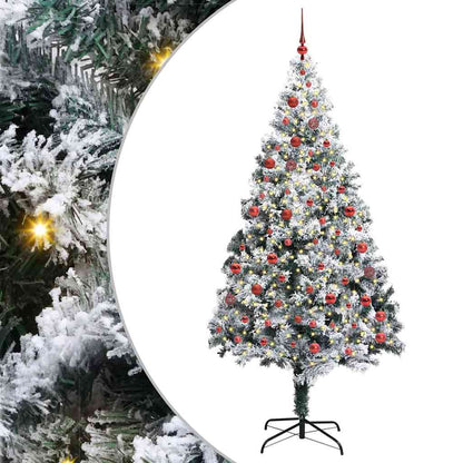 Kunstkerstboom met 300 LED Wit 210 cm PVC en Staal en Kunststof