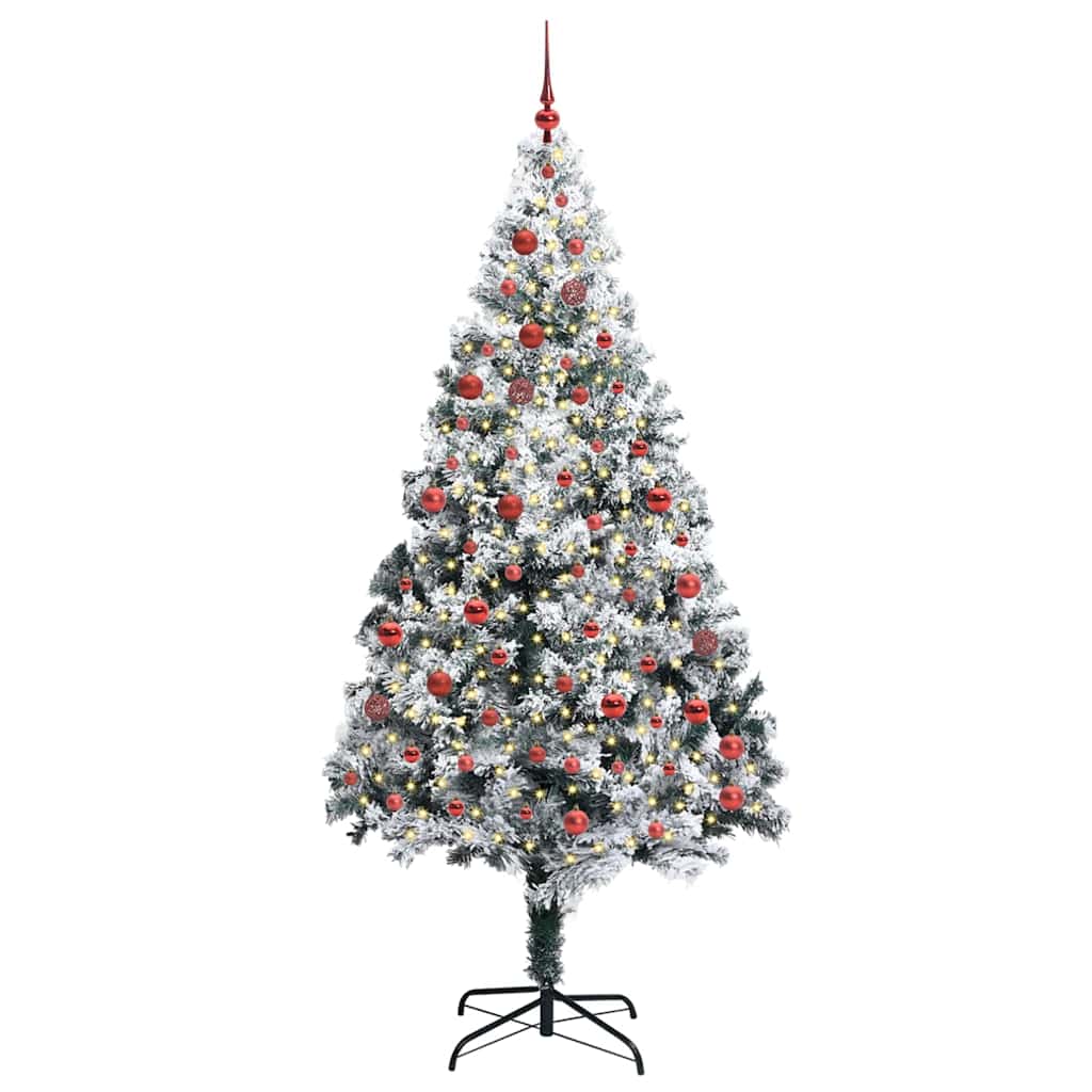 Kunstkerstboom met 300 LED Wit 210 cm PVC en Staal en Kunststof
