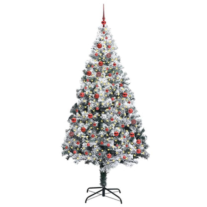 Kunstkerstboom met 300 LED Wit 210 cm PVC en Staal en Kunststof