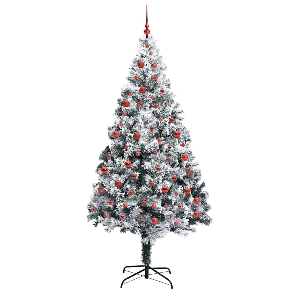 Kunstkerstboom met 300 LED Wit 210 cm PVC en Staal en Kunststof
