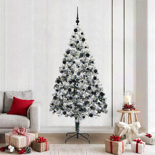 Kunstkerstboom met 300 LED Wit 210 cm PVC en Staal en Kunststof