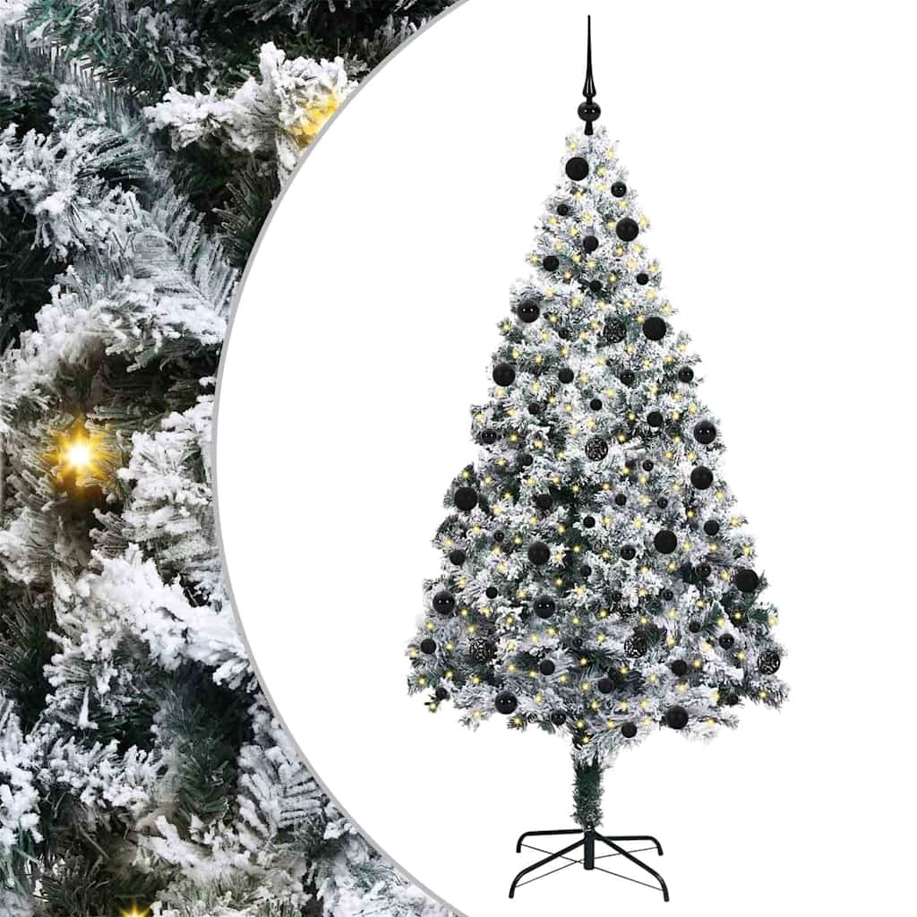 Kunstkerstboom met 300 LED Wit 210 cm PVC en Staal en Kunststof