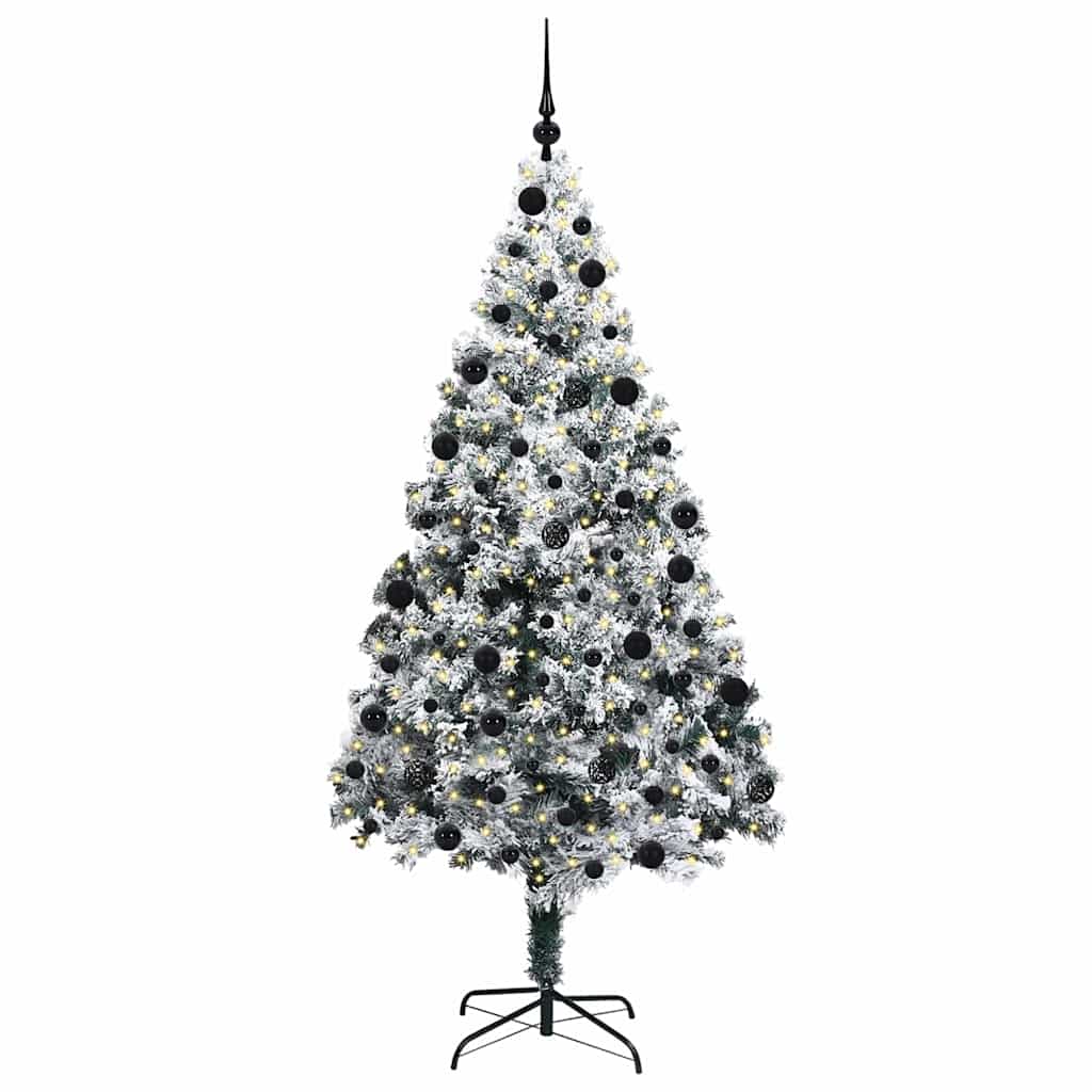Kunstkerstboom met 300 LED Wit 210 cm PVC en Staal en Kunststof
