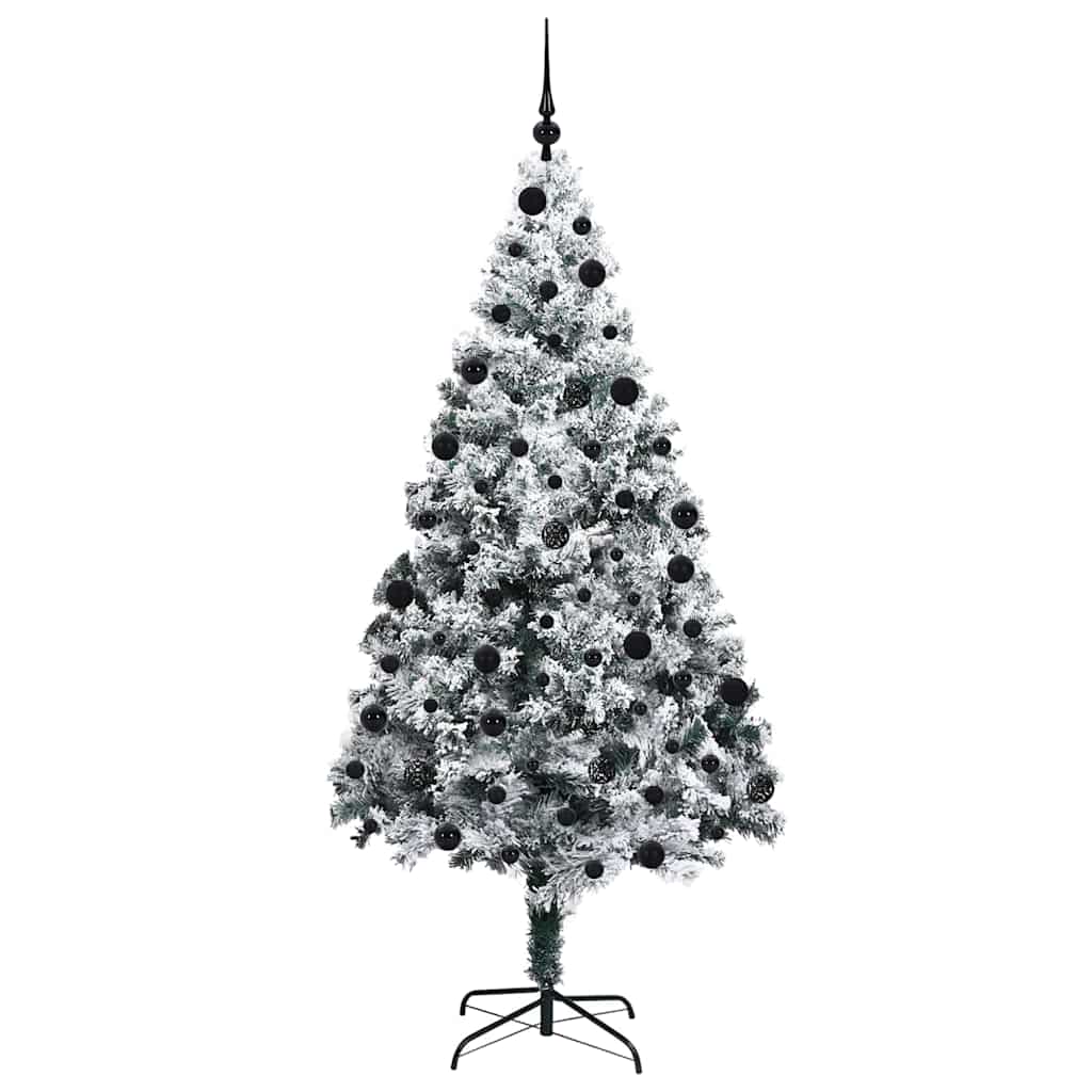 Kunstkerstboom met 300 LED Wit 210 cm PVC en Staal en Kunststof