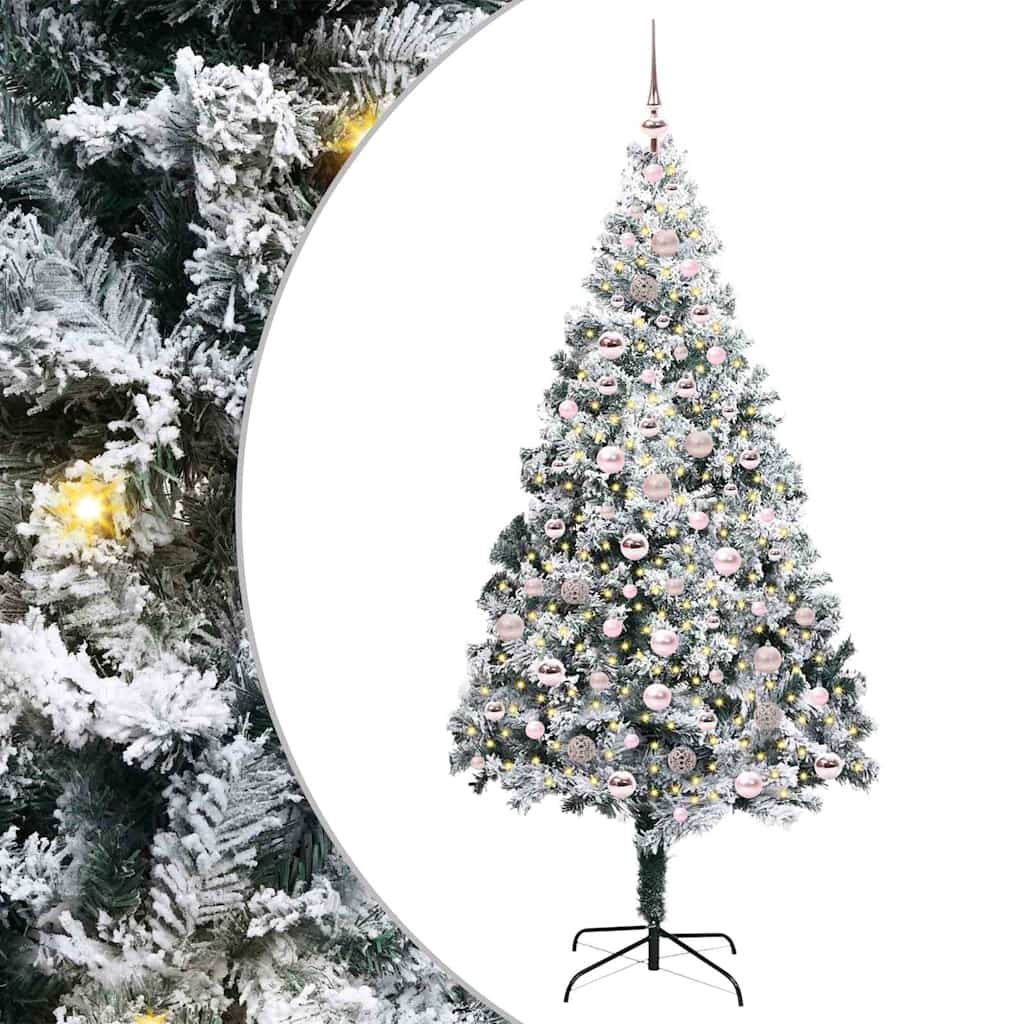 Kunstkerstboom met 300 LED Wit 210 cm PVC en Staal en Kunststof
