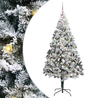 Kunstkerstboom met 300 LED Wit 210 cm PVC en Staal en Kunststof