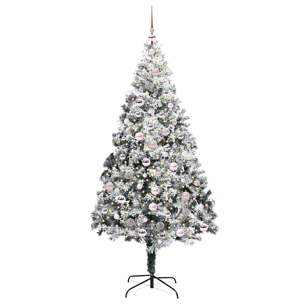 Kunstkerstboom met 300 LED Wit 210 cm PVC en Staal en Kunststof