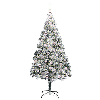 Kunstkerstboom met 300 LED Wit 210 cm PVC en Staal en Kunststof