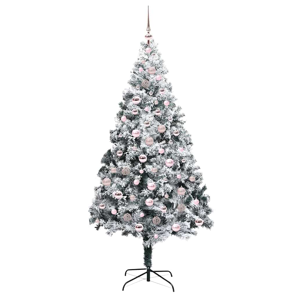 Kunstkerstboom met 300 LED Wit 210 cm PVC en Staal en Kunststof