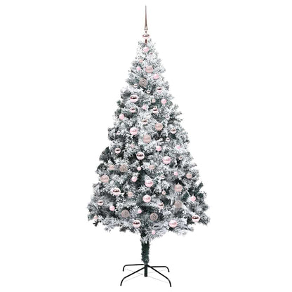Kunstkerstboom met 300 LED Wit 210 cm PVC en Staal en Kunststof