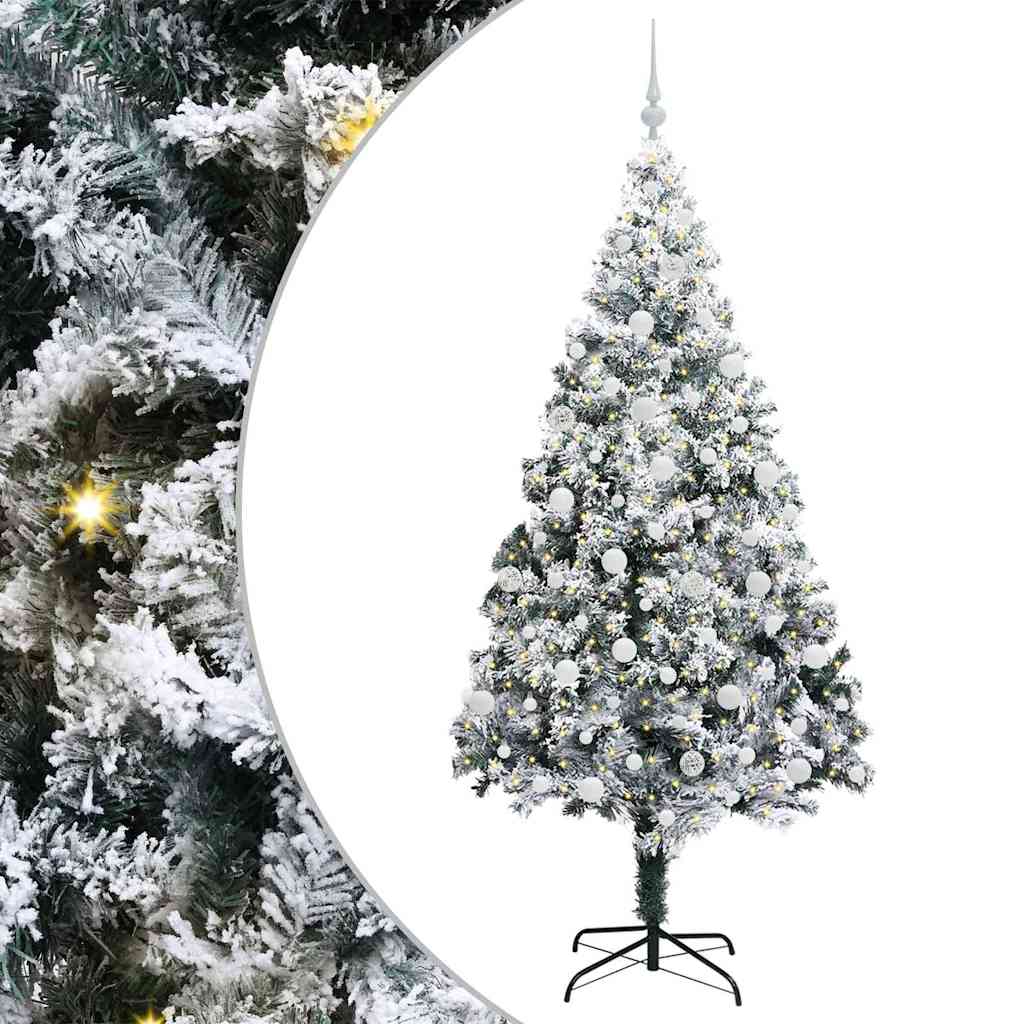 Kunstkerstboom met 300 LED Wit 210 cm PVC en Staal en Kunststof
