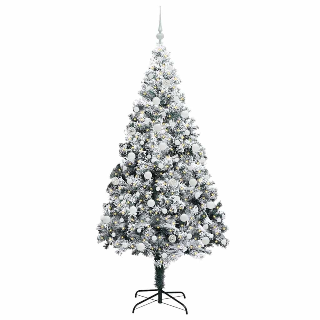 Kunstkerstboom met 300 LED Wit 210 cm PVC en Staal en Kunststof