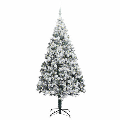 Kunstkerstboom met 300 LED Wit 210 cm PVC en Staal en Kunststof