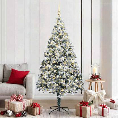 Kunstkerstboom met 300 LED Wit 210 cm PVC en Staal en Kunststof