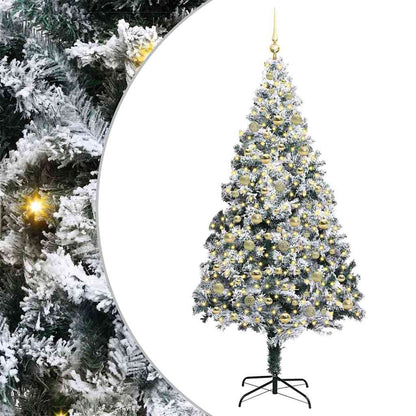 Kunstkerstboom met 300 LED Wit 210 cm PVC en Staal en Kunststof
