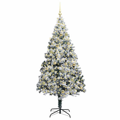 Kunstkerstboom met 300 LED Wit 210 cm PVC en Staal en Kunststof