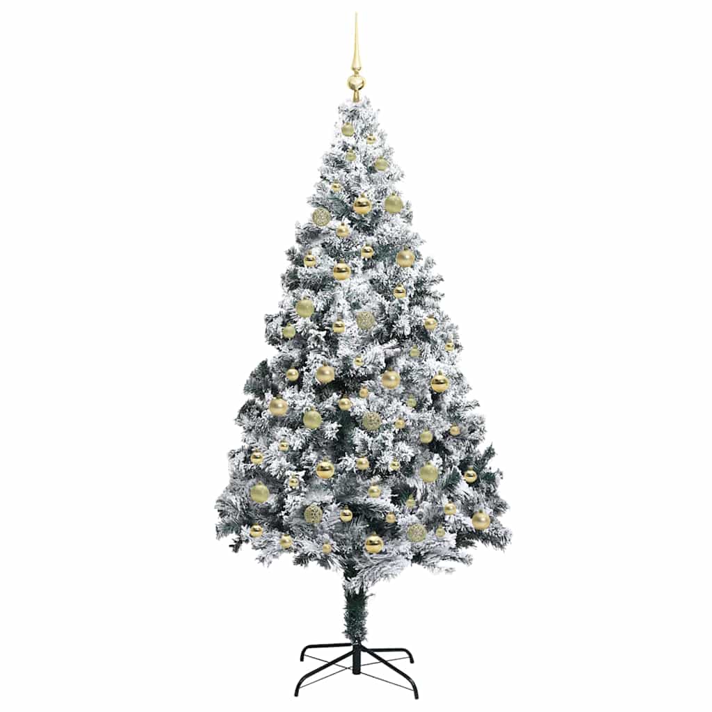 Kunstkerstboom met 300 LED Wit 210 cm PVC en Staal en Kunststof
