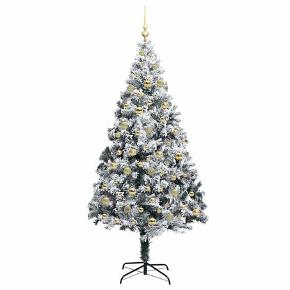 Kunstkerstboom met 300 LED Wit 210 cm PVC en Staal en Kunststof