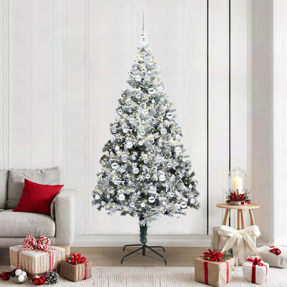 Kunstkerstboom met 300 LED Wit 210 cm PVC en Staal en Kunststof