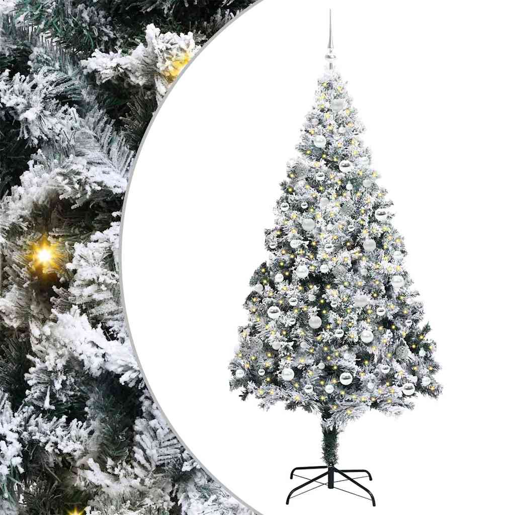 Kunstkerstboom met 300 LED Wit 210 cm PVC en Staal en Kunststof